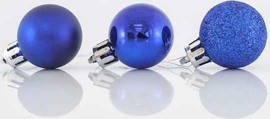Ornament suspendat Glob Plastic Albastru 3buc Set 24buc