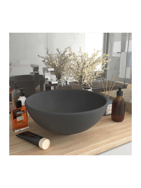vidaXL Countertop Sink Ceramic 32.5x32.5x14cm Gray