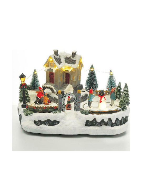Aca Christmas Illuminated Decorative Village White with Battery with Music and Movement 32x23x19cm.