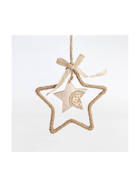Ornament suspendat Stea Din lemn Bej 15x27buc