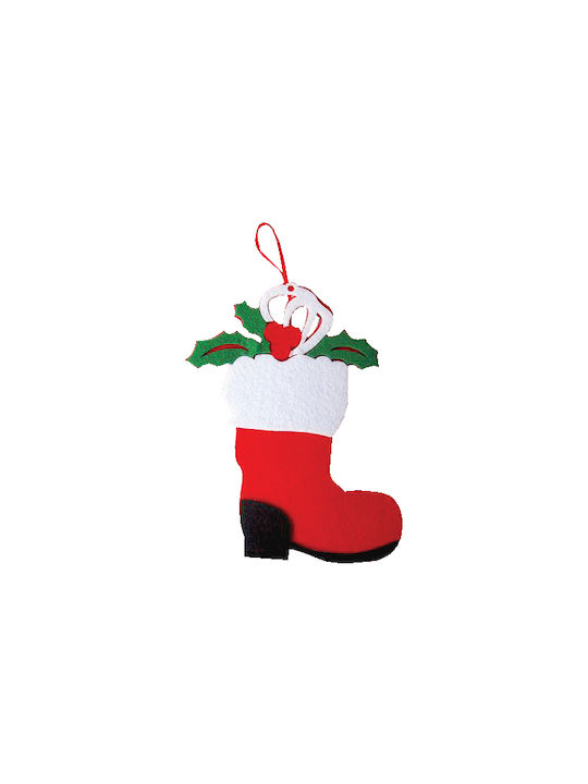 Christmas Fabric Boot Ornament Red 16x23cm