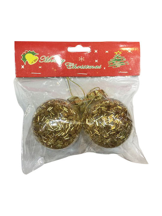 Christmas Plastic Ball Ornament Gold 6x6cm 2pcs