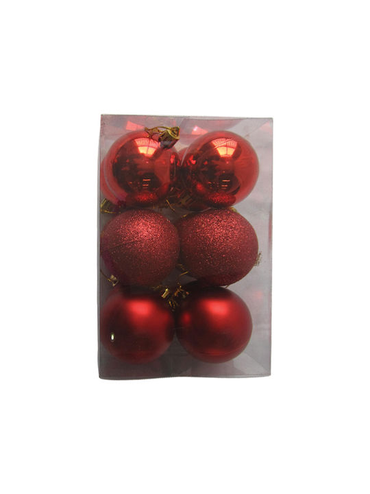 Χριστουγεννιάτικες Μπάλες Πλαστικές Κόκκινες με Χρυσόσκονη 6x6εκ. 12τμχ
