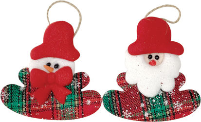 Hängender Weihnachtsbaumschmuck Schneemann Stoffartig 10.5x10.5cm (Verschiedene Designs oder Farben)
