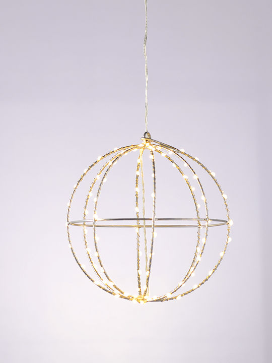 Aca Illuminated Christmas Metal Figure Ball Silver 20x20x20cm