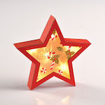 Aca Wood Illuminated Christmas Decorative Desktop Star 22x5x23εκ. Red