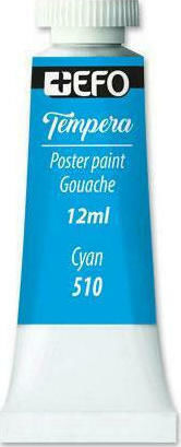 +Efo Tempera Poster Paint Темперни бои Cyan 510 в Туба 12мл 12бр