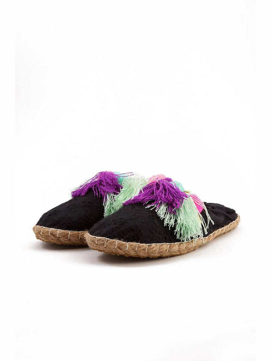 TOSCANA BLACK ESPADRILLES WITH COLORED HAZELNUTS