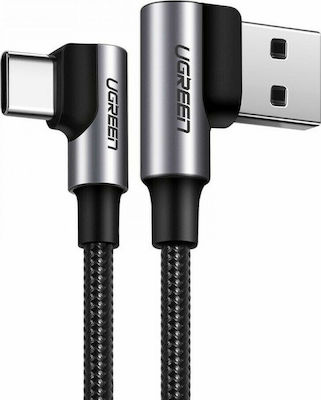 Ugreen Ъгъл (90°) / Плетена USB 2.0 Кабел USB-C мъжки - USB-A мъжки 18W Сив 0.5м (20855)