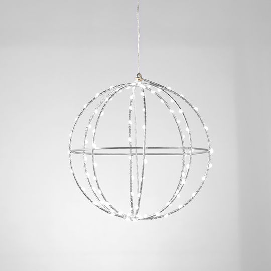 Aca Beleuchtet Weihnachtliche Metallisch Figur Kugel Silber 30x30x30cm