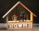 Aca Christmas Illuminated Decorative Wooden House Brown with Battery 27.8x24.5x6.5cm.