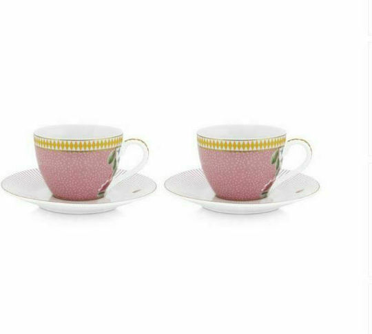 PiP Studio La Majorelle Set Tassen Espresso aus Porzellan Pink 120ml 2Stück