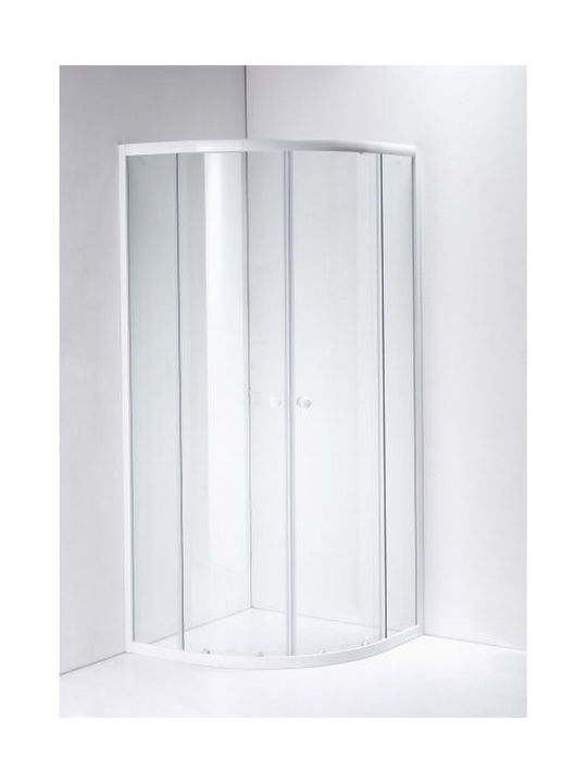 Gloria Bianca Καμπίνα Ντουζιέρας Ημικυκλική με Συρόμενη Πόρτα 80x80x180cm White