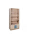 Kids Wooden Bookcase Playroom Beige 80x35x180cm