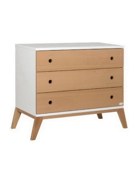 Luna Baby Dresser with 3 Drawers White 100x51.5x87.5cm