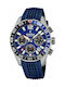 Festina Watch Chronograph Battery with Blue Rubber Strap