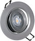 Adeleq Στρογγυλό Πλαστικό Χωνευτό Σποτ με Ενσωματωμένο LED και Φυσικό Λευκό Φως 7W Κινούμενο σε Ασημί χρώμα 9x9cm