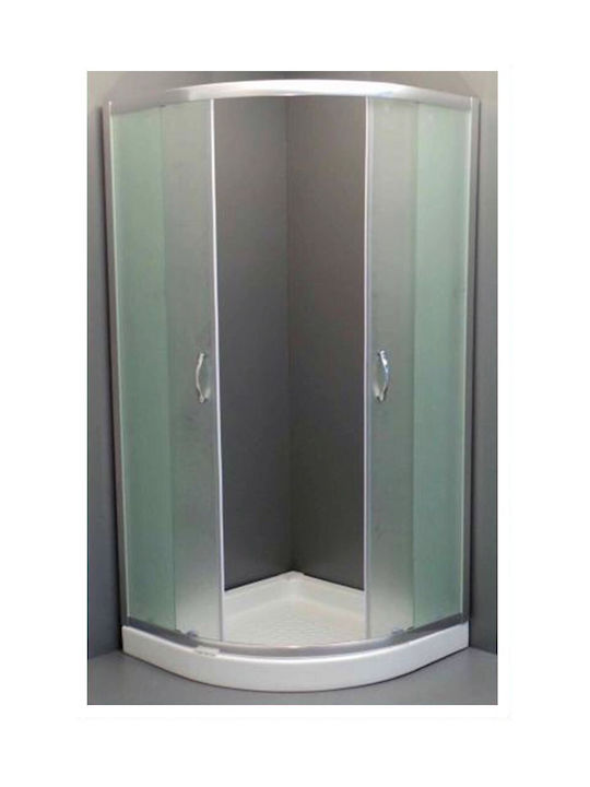 Gloria Romeo 90-1950 Cabin for Shower Semi-circular with Sliding Door 90x90x180cm Mat Chrome