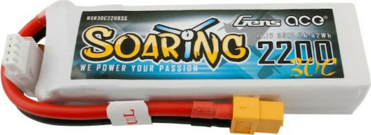 Gens Ace Soaring 2200mAh 11.1V 30C 3S1P Μπαταρία Li-Po 11.1V 2200mAh 3S για Τηλεκατευθυνόμενο
