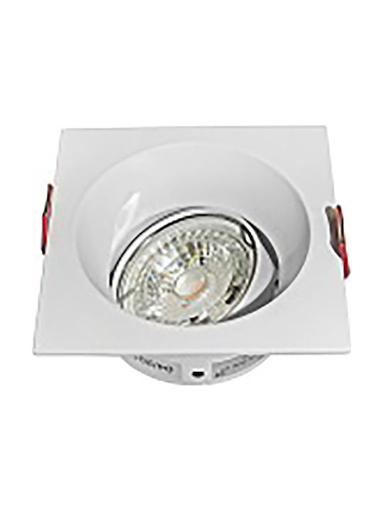 Adeleq WL-34090WH Square Metallic Recessed Spot with Socket GU10 MR16 Adjustable White 9x9cm. 1pcs