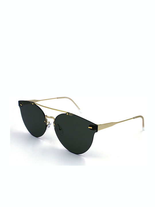 Retrosuperfuture Tuttolente Giaguaro Sunglasses with Gold Metal Frame and Green Lens M8U