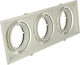 VK Lighting Rechteckig Metallisch Einbau Spot mit Fassung G53 R111 Dreifach verstellbar Weiß 47.5x17.5cm. 1Stück