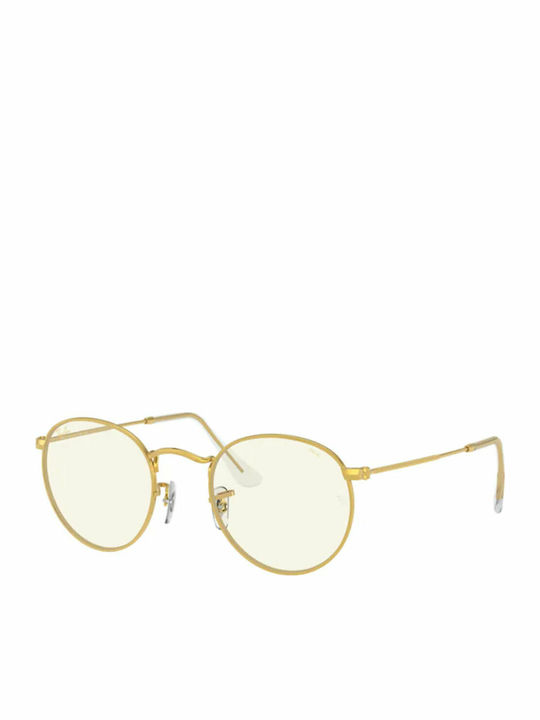 Ray Ban Round Metal Unisex Sunglasses With Gold...