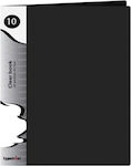 Typotrust Clipboard Flexible with 10 plastic sleeves Slides for Paper A4 Black 1pcs