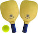 AMILA Set Strandrackets Braun mit Geradem Blau Griff und Ball