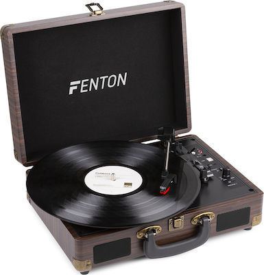 Fenton RP115 102.110 Suitcase Turntables with Preamp and Built-in Speakers Brown