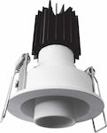 Zambelis Lights Στρογγυλό Μεταλλικό Χωνευτό Σποτ με Ενσωματωμένο LED και Θερμό Λευκό Φως 9W σε Λευκό χρώμα 6.6x6.6cm