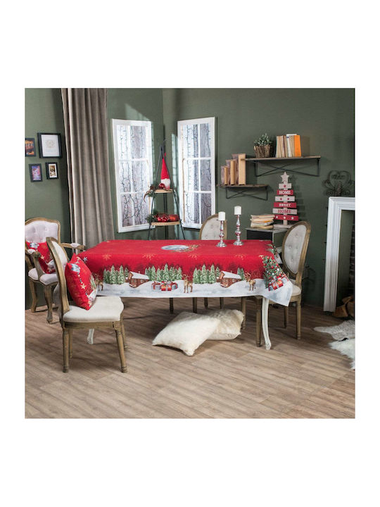 Teoran Rudolph Christmas Tablecloth Fabric Red ...