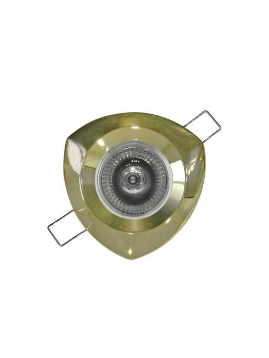 Adeleq Στρογγυλό Μεταλλικό Χωνευτό Σποτ με Ντουί GU10 MR16 σε Χρυσό χρώμα 9x9cm