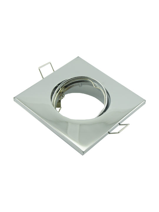 Aca Square Metallic Frame for Spot GU10 MR11 Adjustable Silver 6.3x6.3cm.