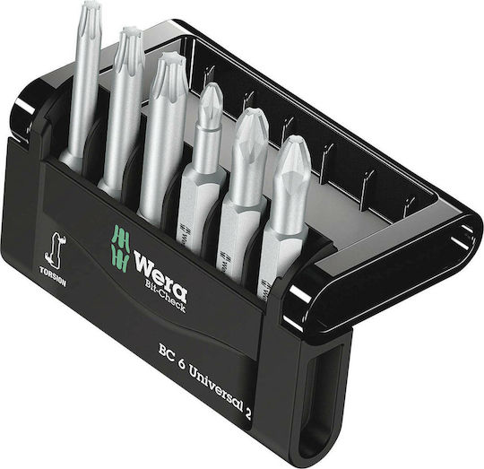Wera Bit-Check 6 Universal 2 Set 6 Screwdriver Bits Cross / Star/Torx