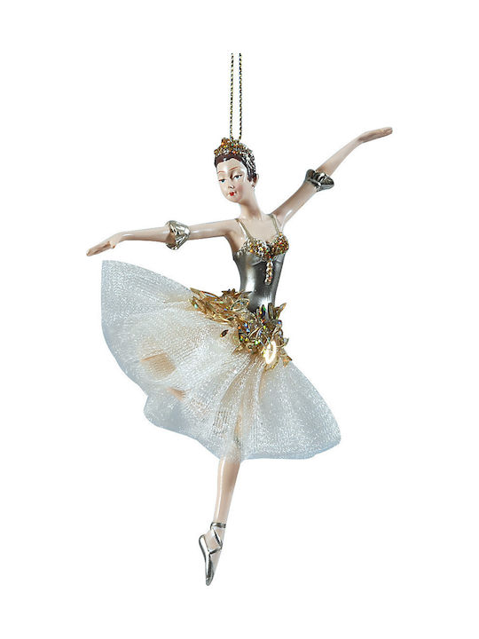 Lianos Christmas Plastic Ballerina Ornament White 10x17cm