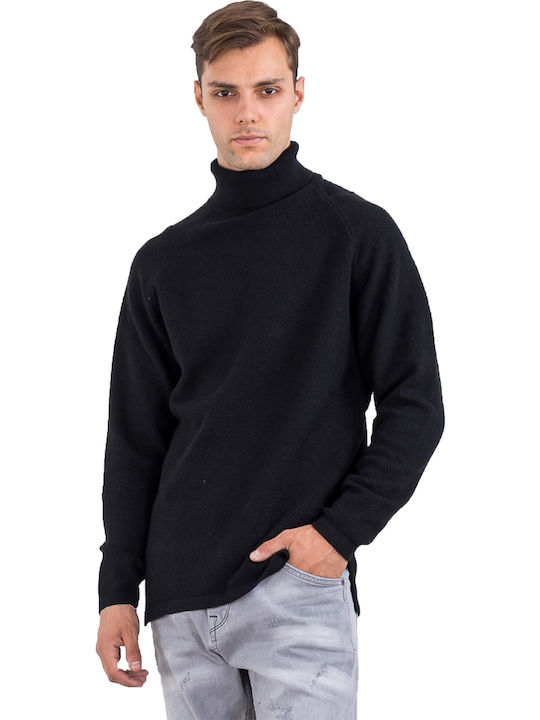 Gabba Lamp Herren Langarm-Pullover Rollkragen Schwarz