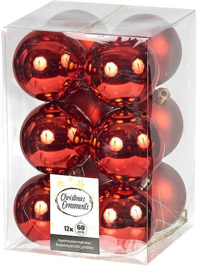 Ornament suspendat Glob Plastic Roșu 6buc Set 12buc
