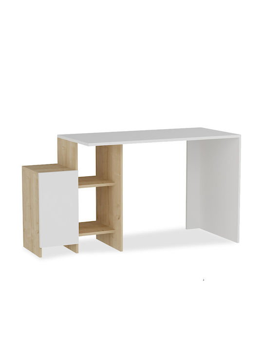Desk with Bookshelf Kely White-Natural 113x45x74cm