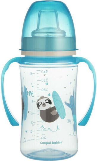 Canpol Babies EasyStart Sweet Fun Educational Sippy Cup Plastic with Handles Light Blue for 6m+m+ 240ml