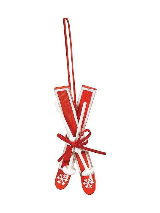 Ornament suspendat Patină de gheață Din lemn Roșu 13x13buc