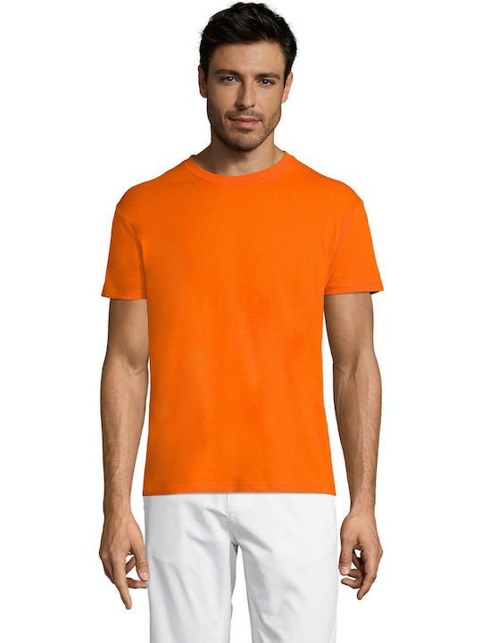 Sol's Regent Ανδρικό Διαφημιστικό T-shirt Κοντομάνικο σε Πορτοκαλί Χρώμα