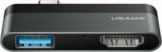 Usams SJ462 USB-C Stație de andocare cu HDMI 4K Gri