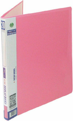 Metron Clipboard Flexible with 20 plastic sleeves Slides for Paper A4 Pink 1pcs