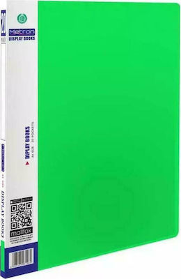 Metron Clipboard Flexible with 20 plastic sleeves Slides for Paper A4 Green 1pcs