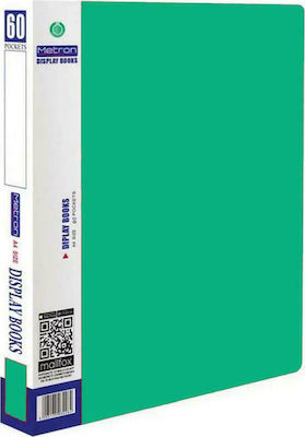 Metron Clipboard Flexible with 60 plastic sleeves Slides for Paper A4 Green 1pcs