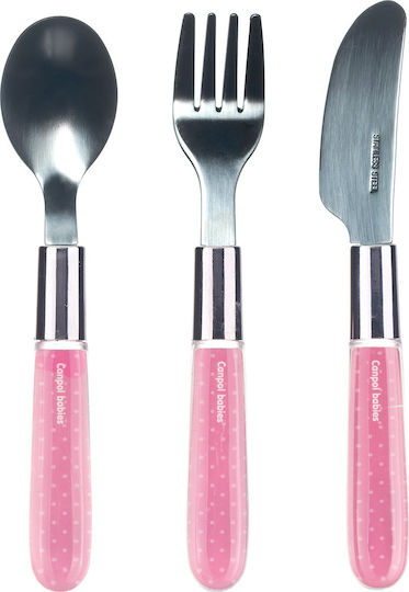 Canpol Babies Σετ Βρεφικά Μαχαιροπίρουνα από Μέταλλο Pink για 18+ μηνών 3τμχ