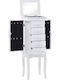 vidaXL Wooden Jewellery Box with Drawer and Mirror White 34x26x94cm