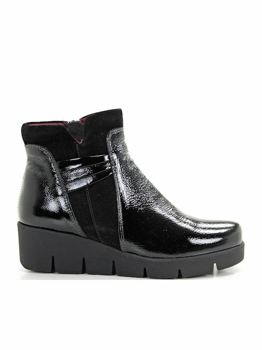 Leder Stiefeletten Damen Schwarz
