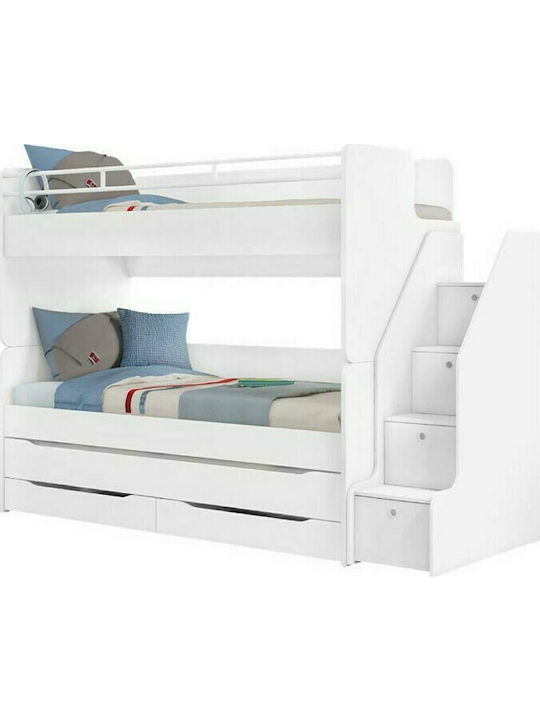 Παιδικό Κρεβάτι Κουκέτα για Στρώμα 90x200cm Λευκό Mocha